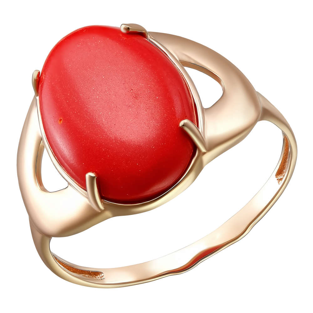 Серебряное кольцо 925 пробы; вставки 1 Коралл имит.;