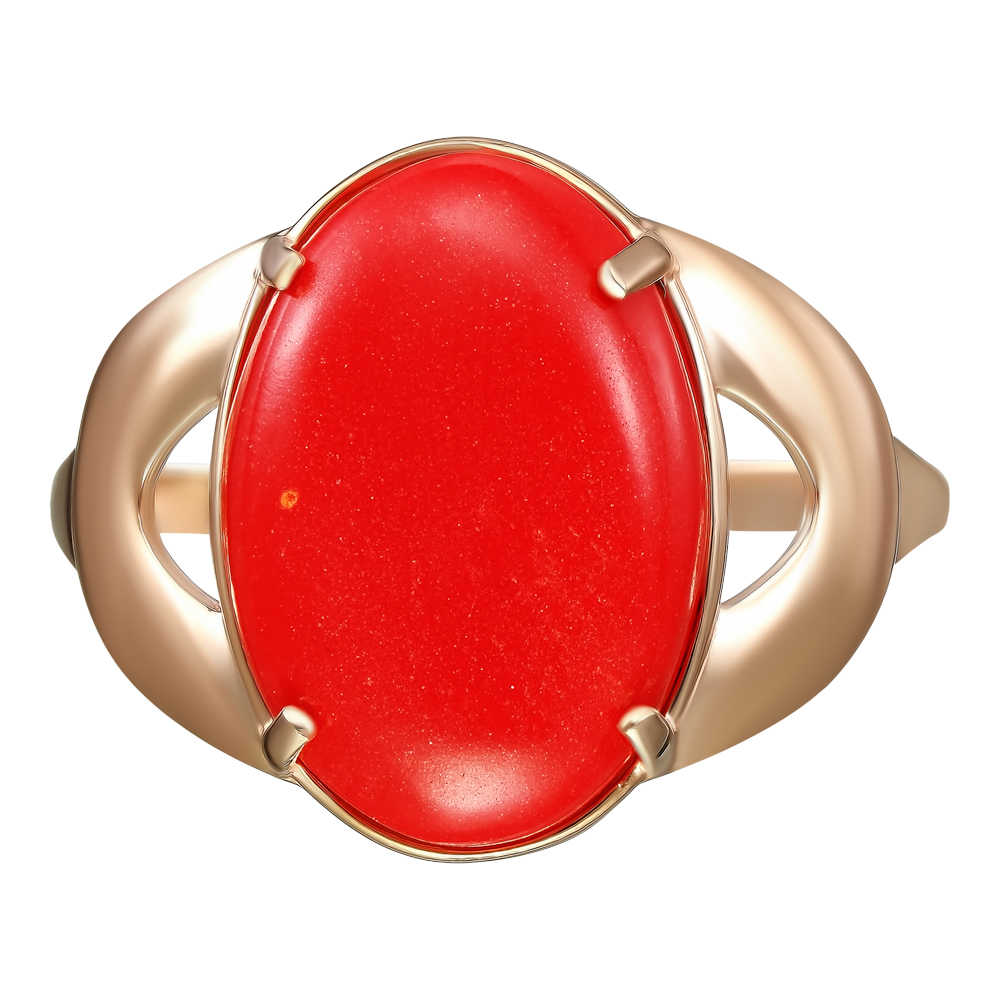 Серебряное кольцо 925 пробы; вставки 1 Коралл имит.;