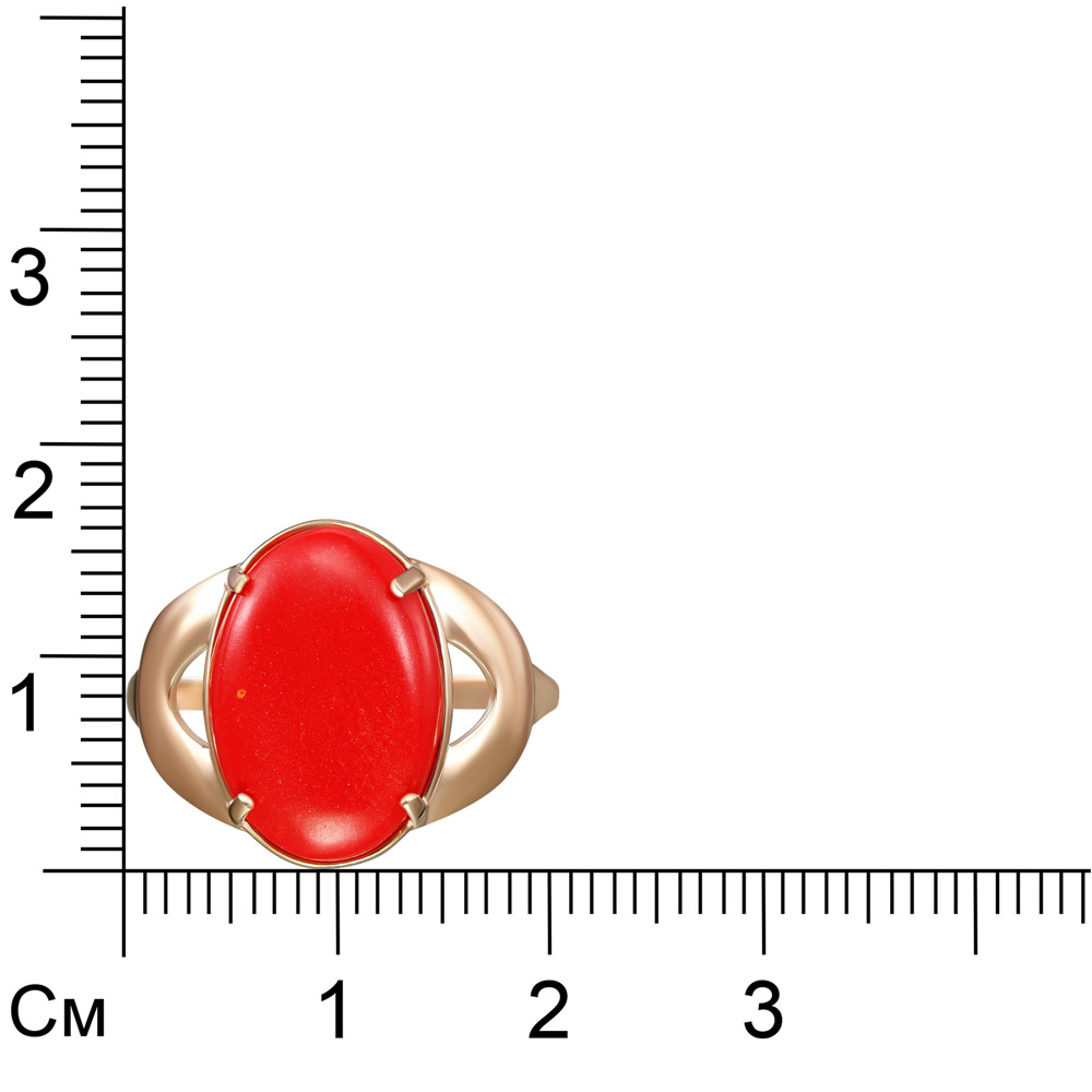 Серебряное кольцо 925 пробы; вставки 1 Коралл имит.;