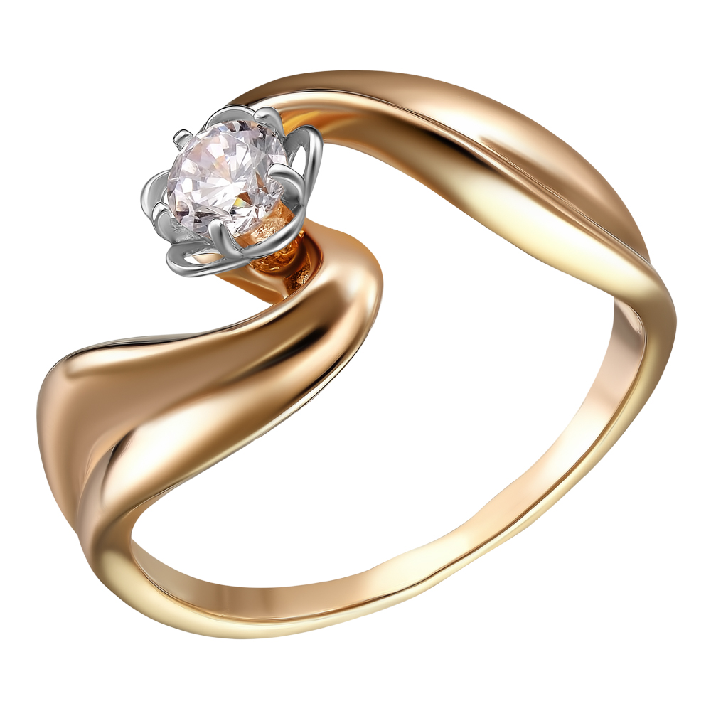 Серебряное кольцо 925 пробы; вставки 1 Куб. Цирконий бесцв.;
