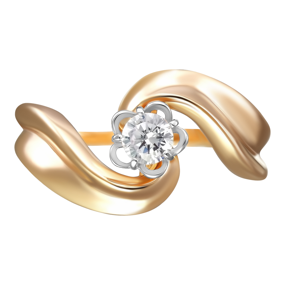 Серебряное кольцо 925 пробы; вставки 1 Куб. Цирконий бесцв.;