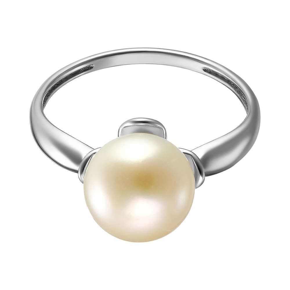 Серебряное кольцо 925 пробы; вставки 1 Жемчуг преснов.культ. белый;