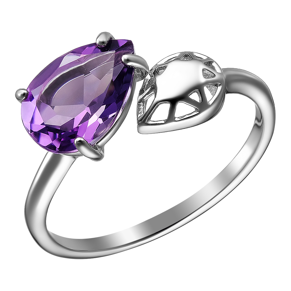 Серебряное кольцо 925 пробы; вставки 1 Аметист;