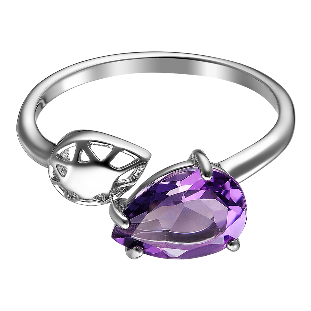 Серебряное кольцо 925 пробы; вставки 1 Аметист;