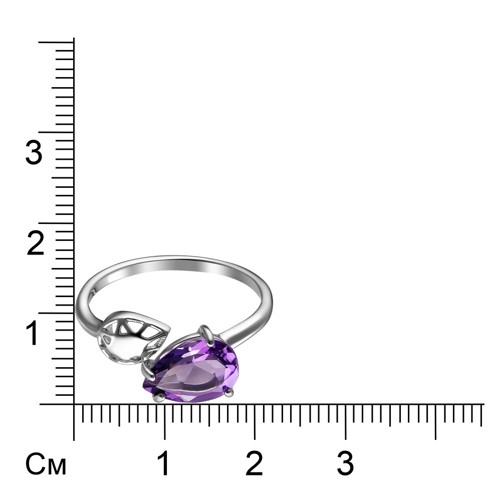 Серебряное кольцо 925 пробы; вставки 1 Аметист;