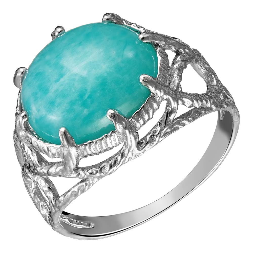 Серебряное кольцо 925 пробы; вставки 1 Амазонит нат.;