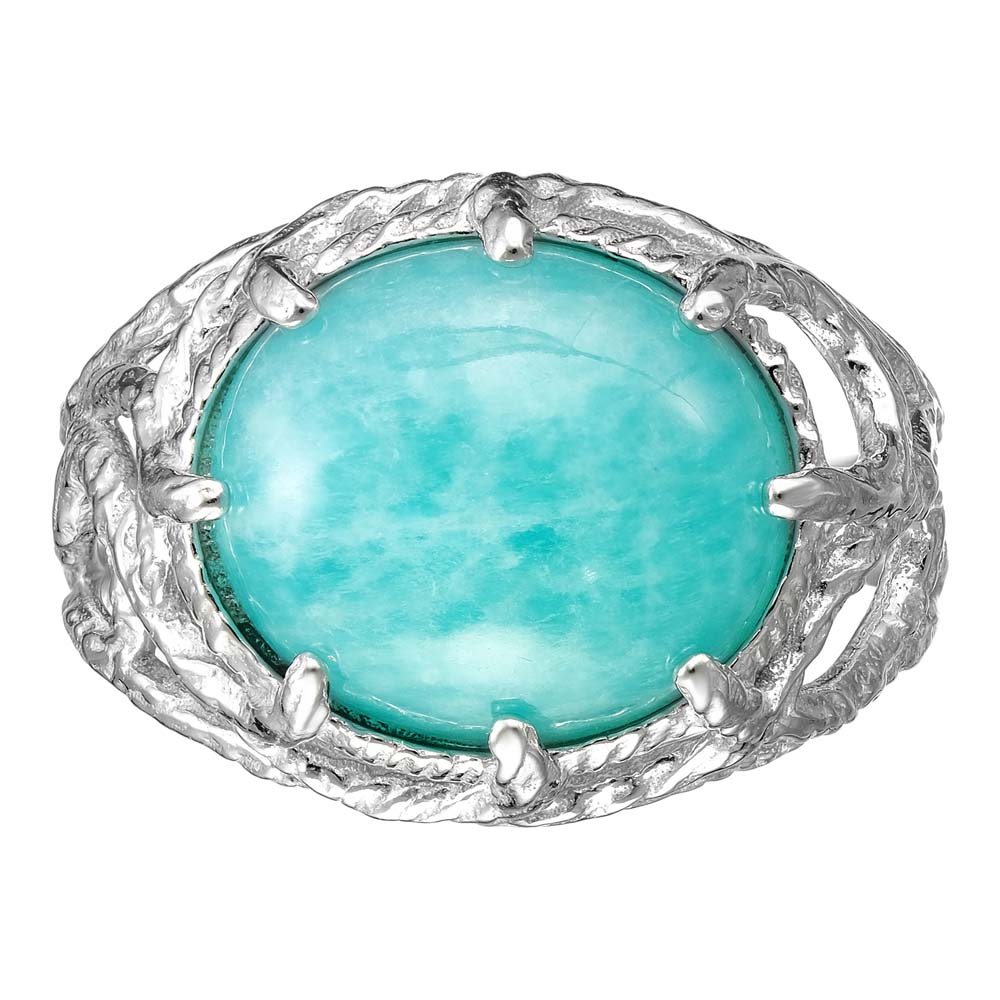 Серебряное кольцо 925 пробы; вставки 1 Амазонит нат.;