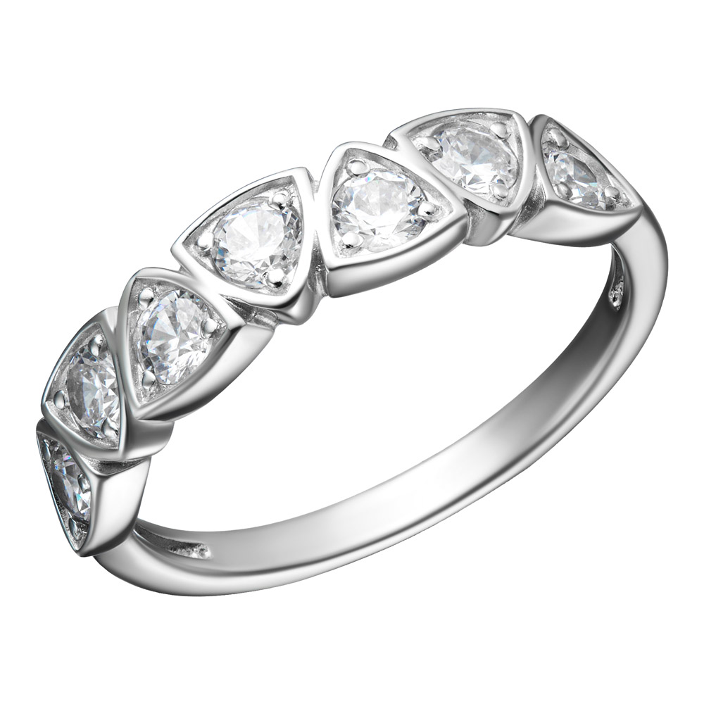 Серебряное кольцо 925 пробы; вставки 7 Фианит бесцв.;