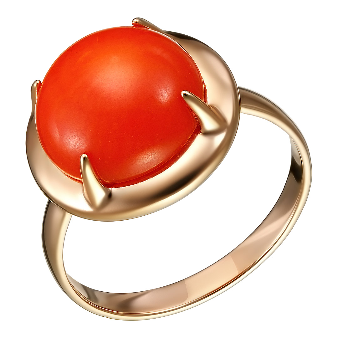 Серебряное кольцо 925 пробы; вставки 1 Коралл нат.;