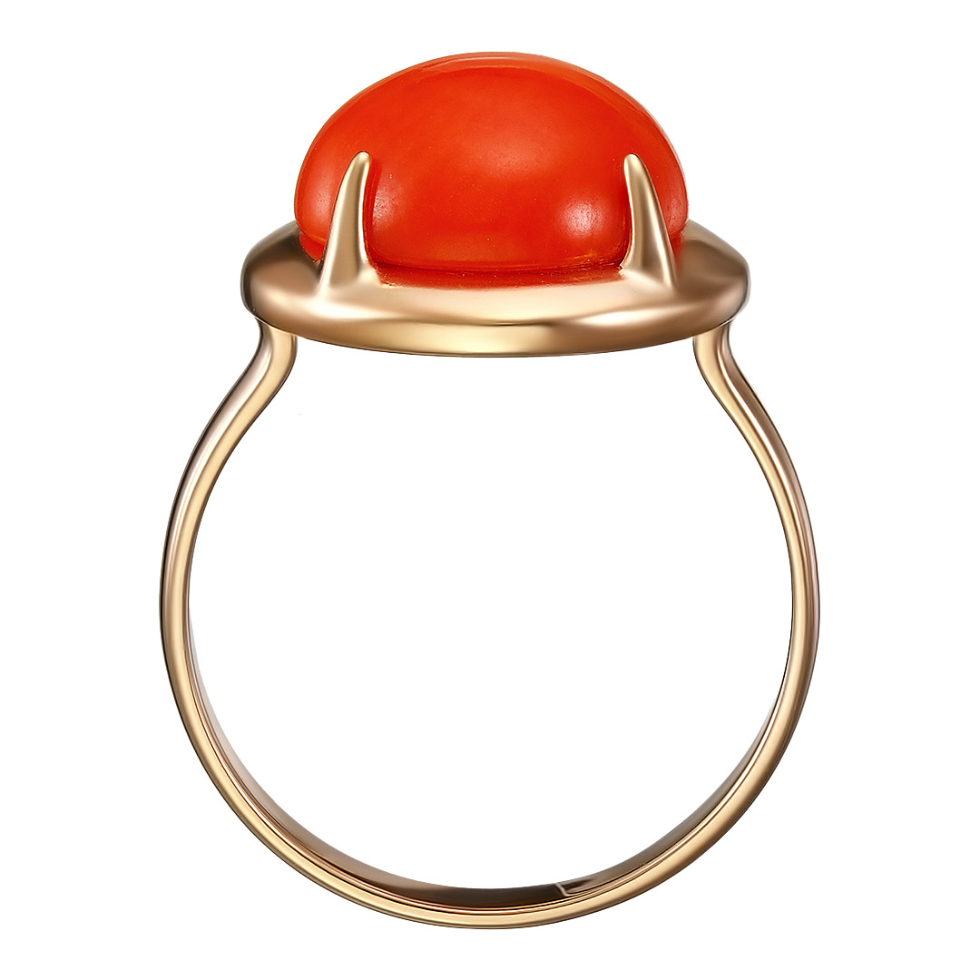 Серебряное кольцо 925 пробы; вставки 1 Коралл нат.;