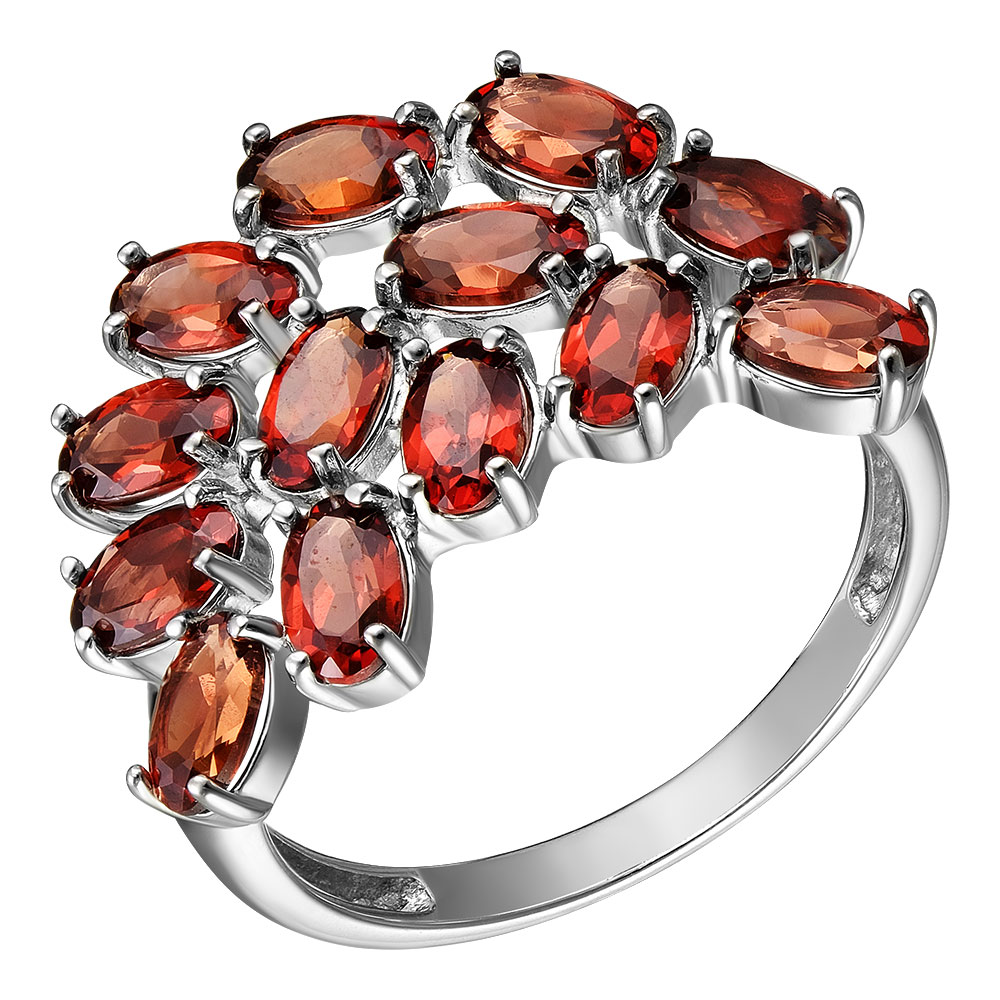 Серебряное кольцо 925 пробы; вставки 13 Гранат Мозамбик;