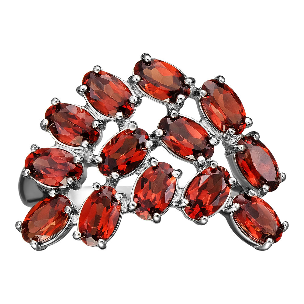 Серебряное кольцо 925 пробы; вставки 13 Гранат Мозамбик;