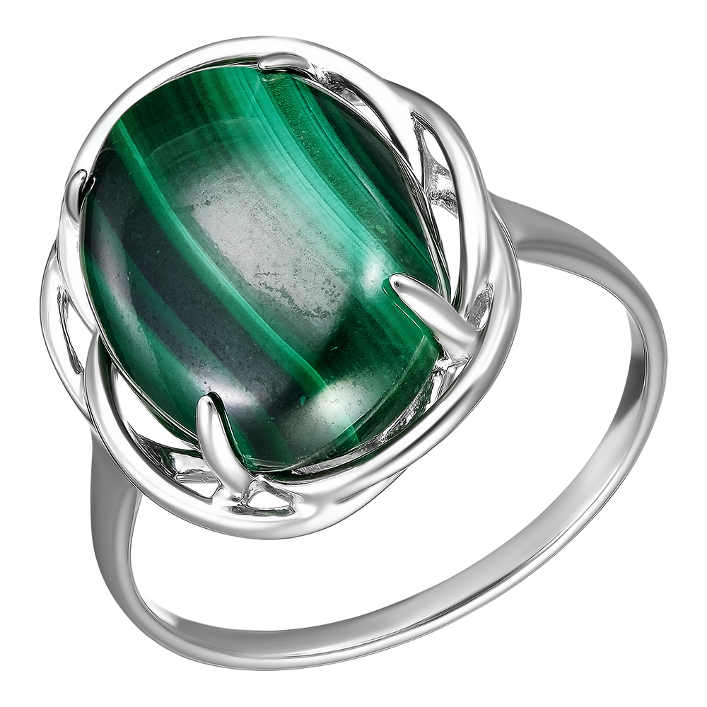 Серебряное кольцо 925 пробы; вставки 1 Малахит;