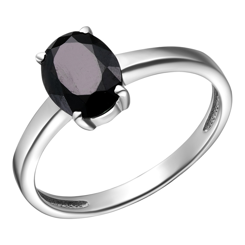 Серебряное кольцо 925 пробы; вставки 1 Шпинель черн.;