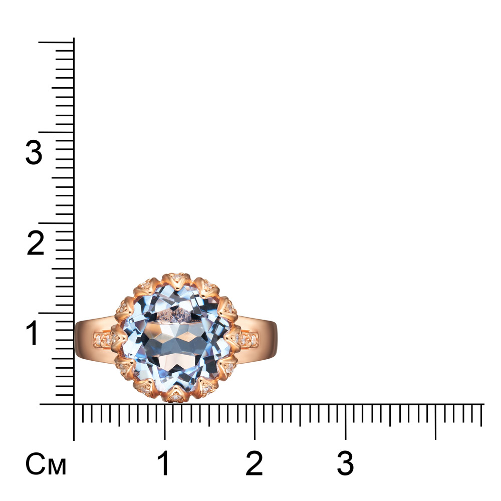 Серебряное кольцо 925 пробы; вставки 1 Кварц; Россыпь Фианит бесцв.;