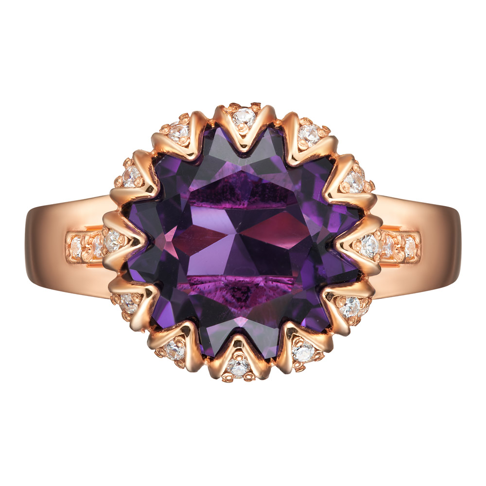 Серебряное кольцо 925 пробы; вставки 1 Кварц; Россыпь Фианит бесцв.;
