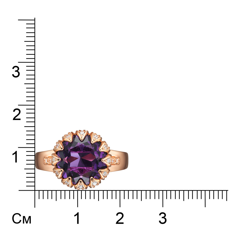 Серебряное кольцо 925 пробы; вставки 1 Кварц; Россыпь Фианит бесцв.;