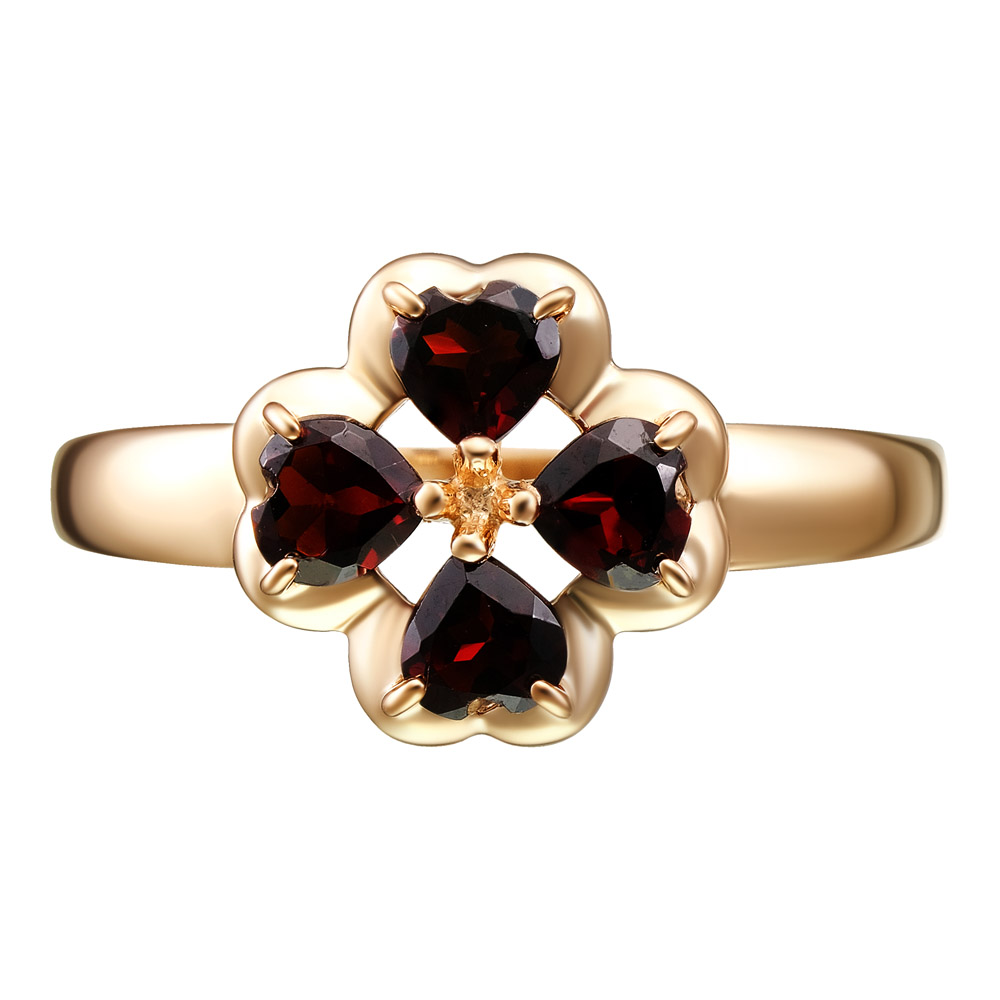 Серебряное кольцо 925 пробы; вставки 4 Гранат Альмандин;
