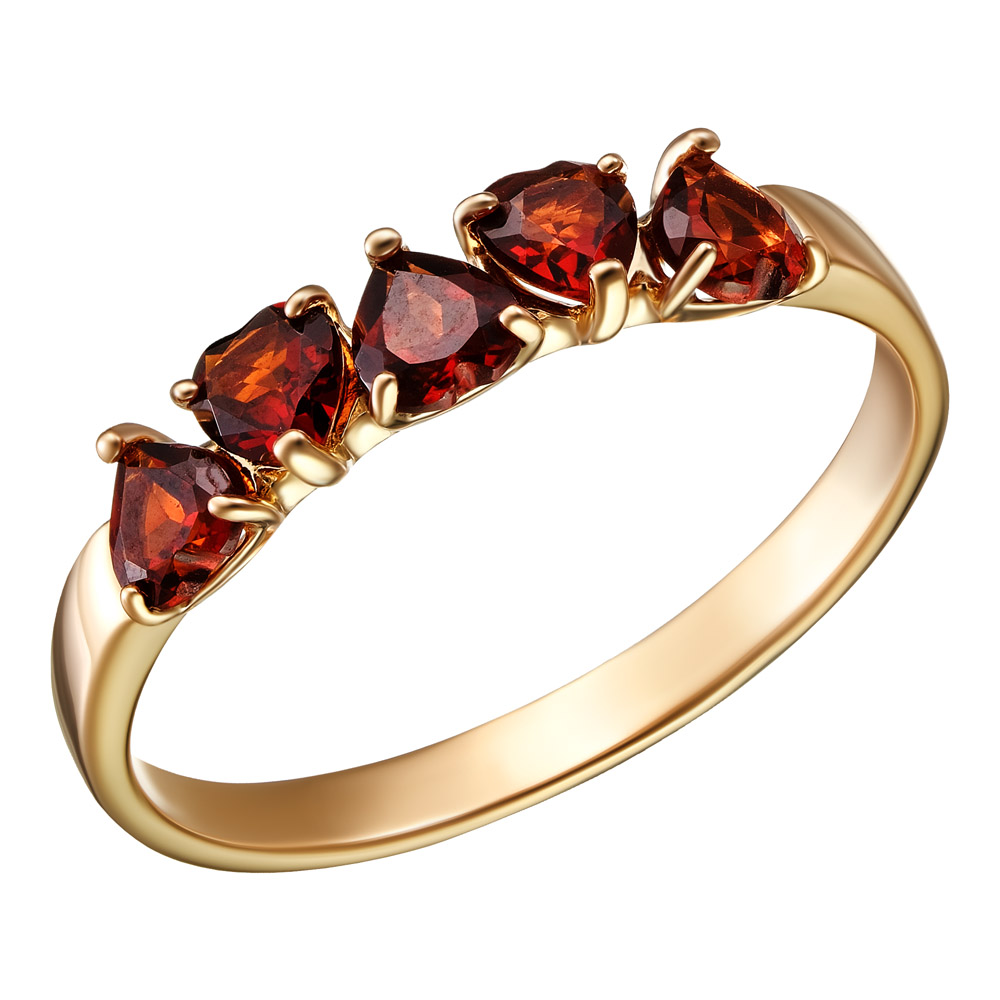 Серебряное кольцо 925 пробы; вставки 5 Гранат Альмандин;