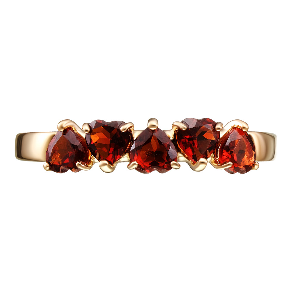 Серебряное кольцо 925 пробы; вставки 5 Гранат Альмандин;