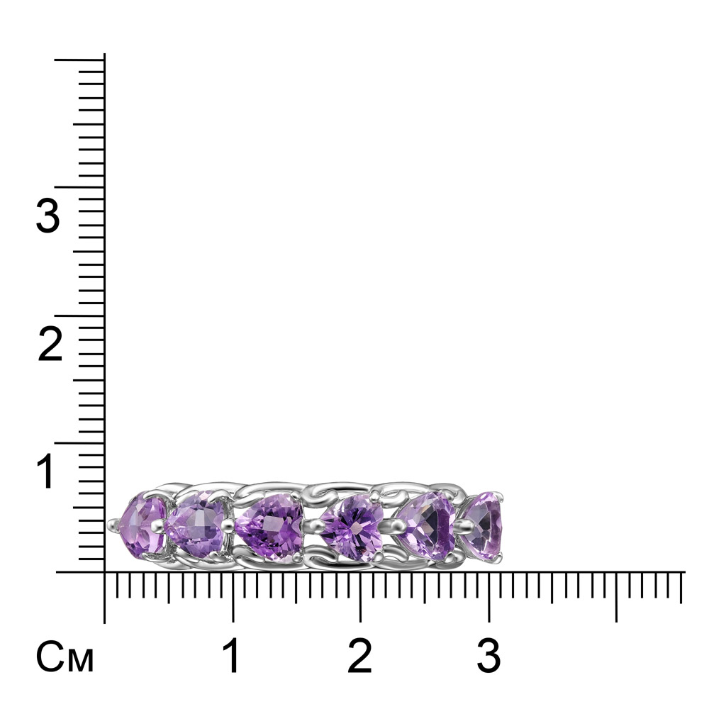 Серебряное кольцо с аметистами "Сердца"