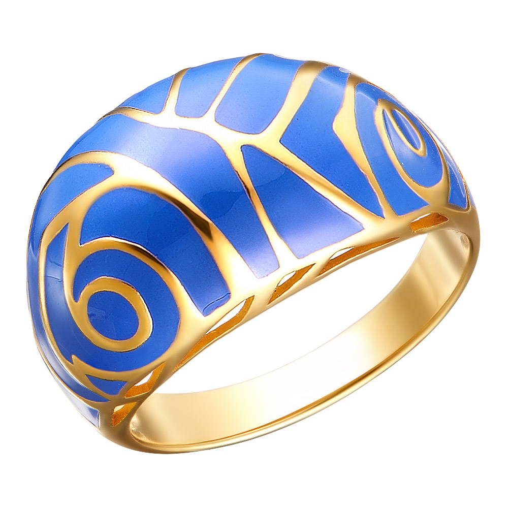 Серебряное кольцо 925 пробы; вставки Эмаль синяя;