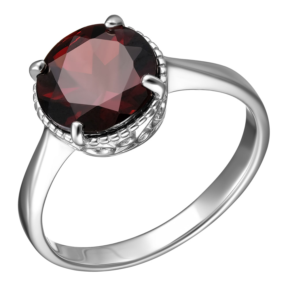 Серебряное кольцо 925 пробы; вставки 1 Гранат чешский;