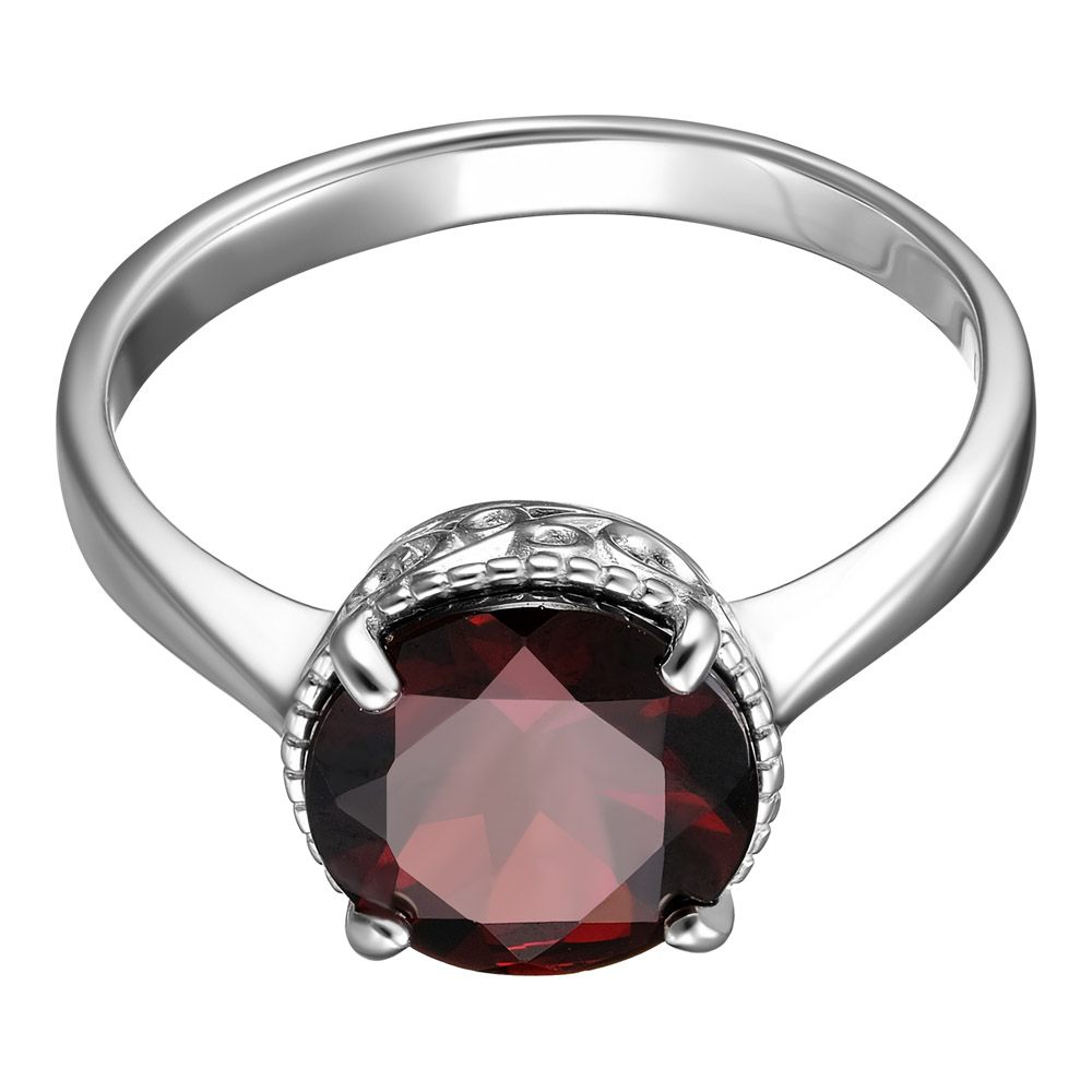Серебряное кольцо 925 пробы; вставки 1 Гранат чешский;