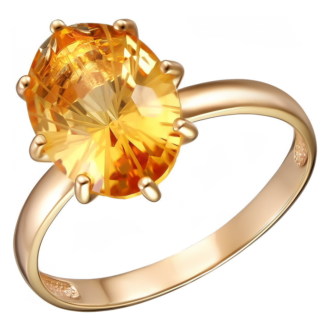 Серебряное кольцо 925 пробы; вставки 1 Цитрин;