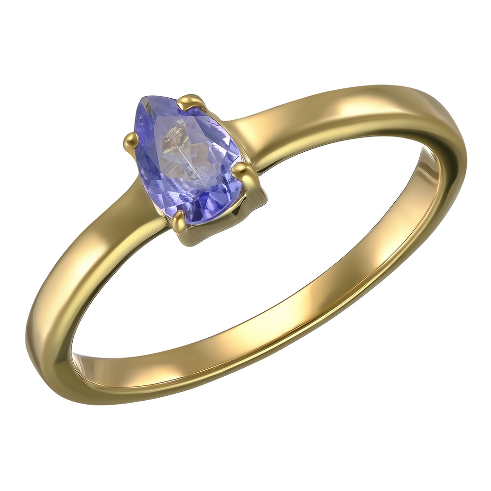 Серебряное кольцо 925 пробы; вставки 1 Танзанит 0,37ct, груша 6х4мм.;