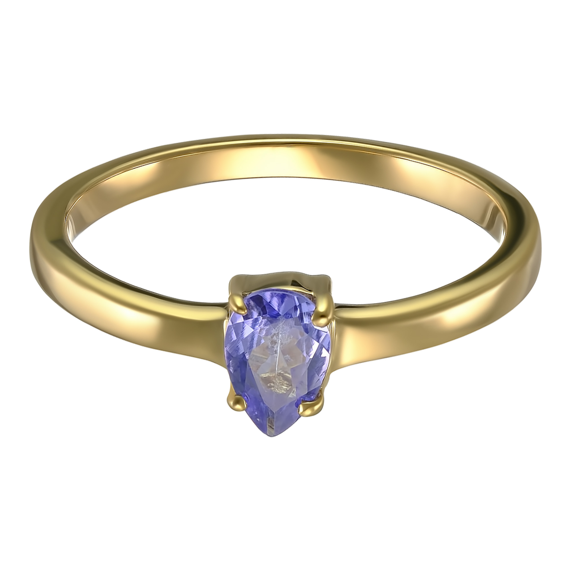 Серебряное кольцо 925 пробы; вставки 1 Танзанит 0,37ct, груша 6х4мм.;