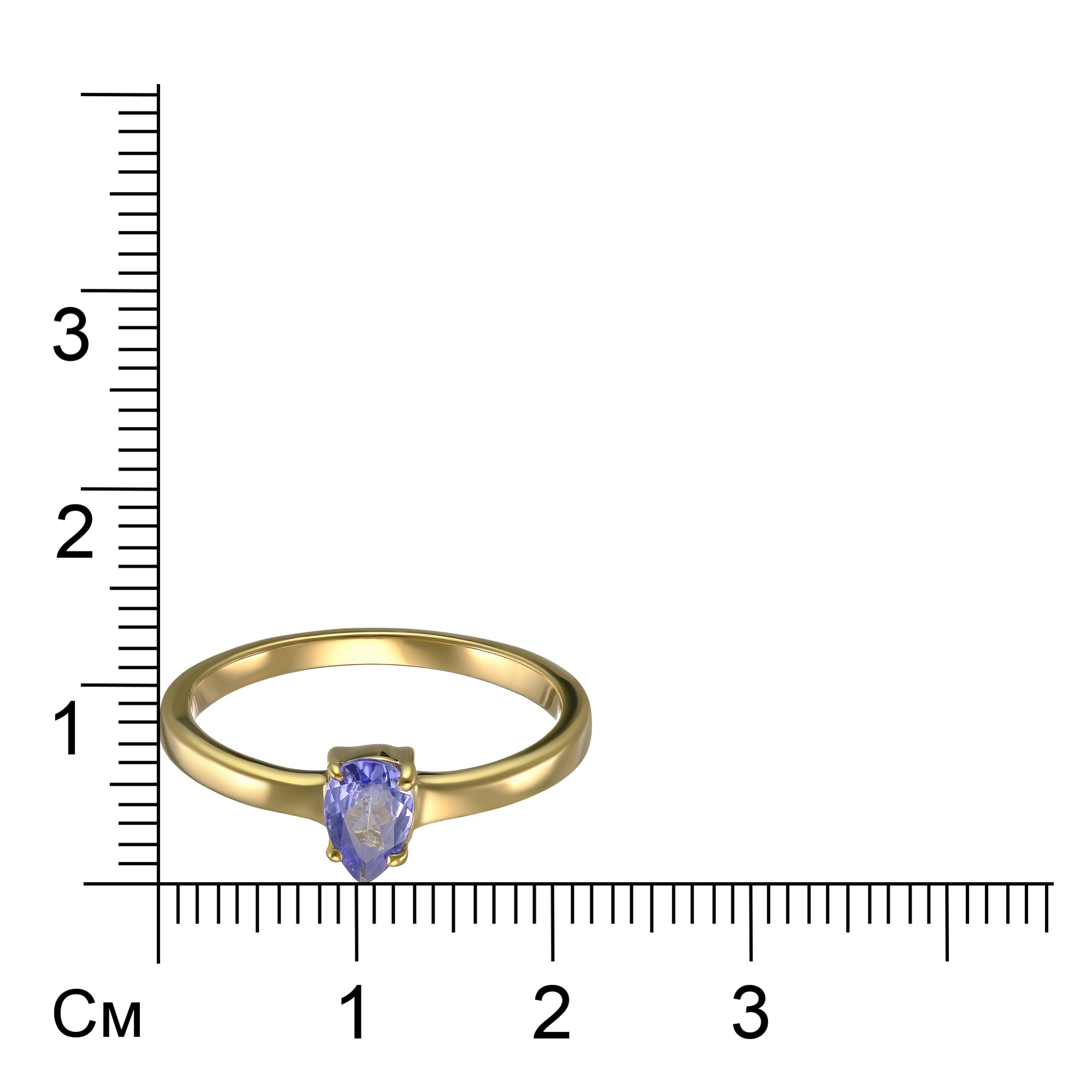 Серебряное кольцо 925 пробы; вставки 1 Танзанит 0,37ct, груша 6х4мм.;