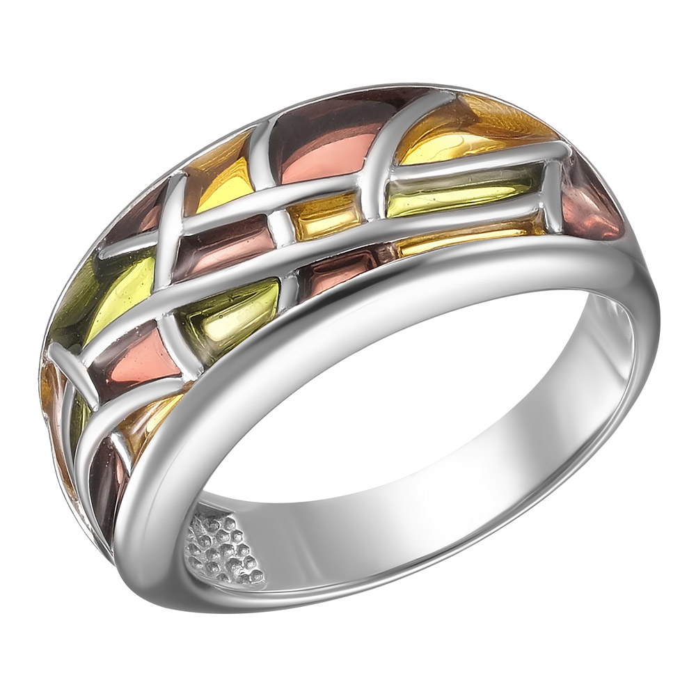 Серебряное кольцо 925 пробы; вставки Эмаль разноцв.;
