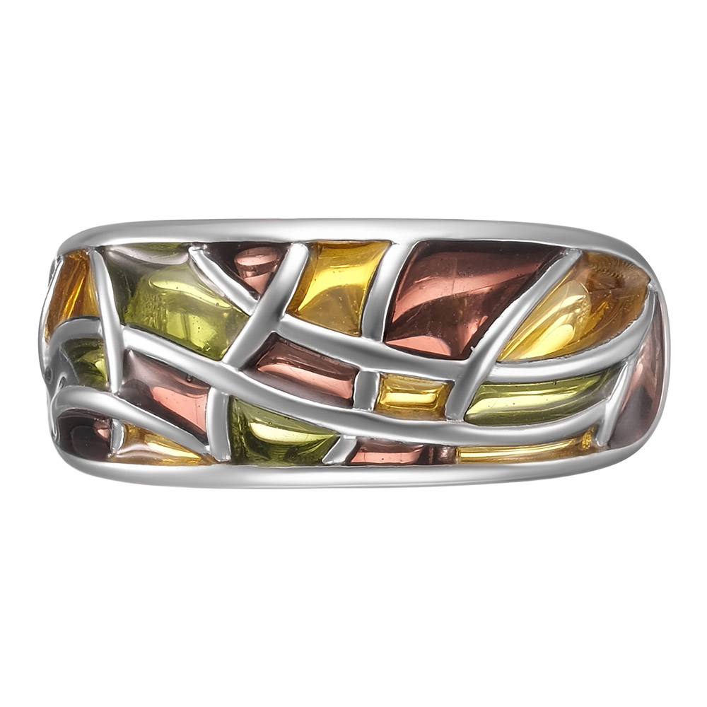Серебряное кольцо 925 пробы; вставки Эмаль разноцв.;