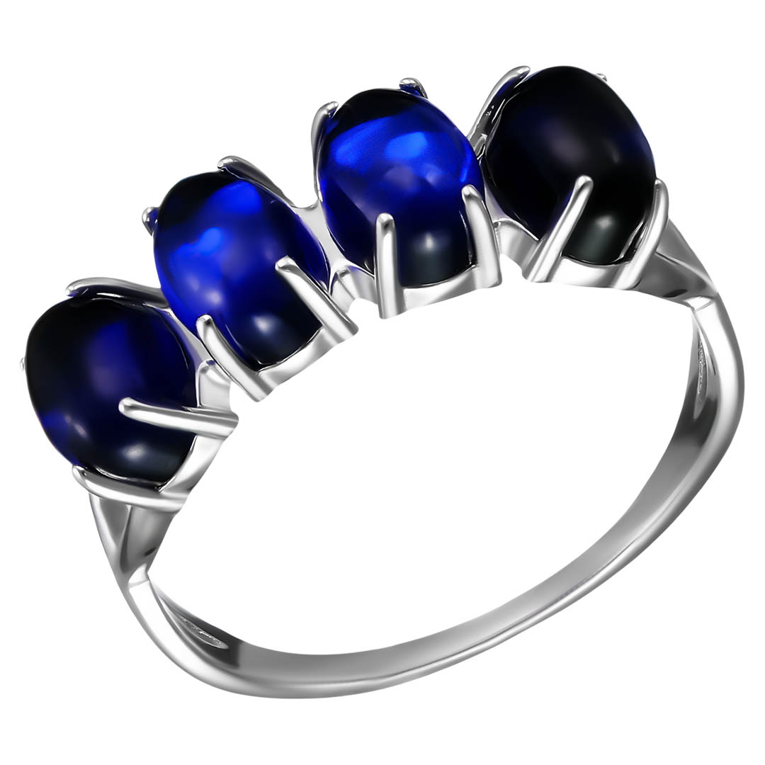 Серебряное кольцо 925 пробы; вставки 4 Янтарь;