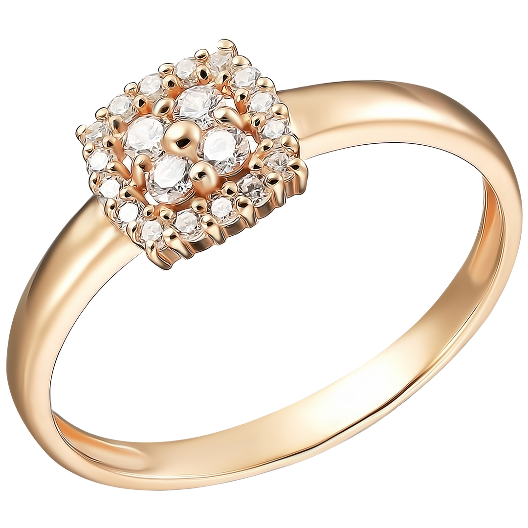 Серебряное кольцо 925 пробы; вставки 20 Фианит бесцв.;