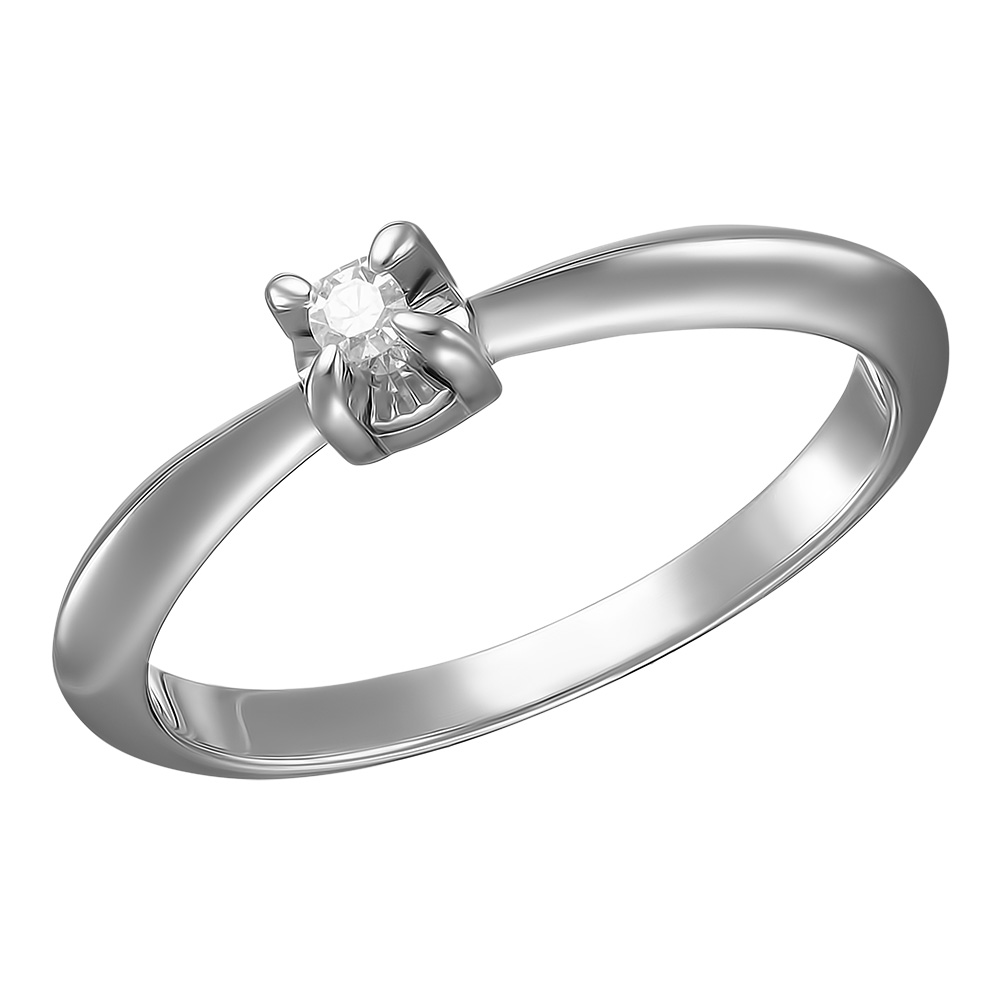 Серебряное кольцо 925 пробы; с алмазной обработкой; вставки 1 Бр.Кр-17 0,031 2/3A;