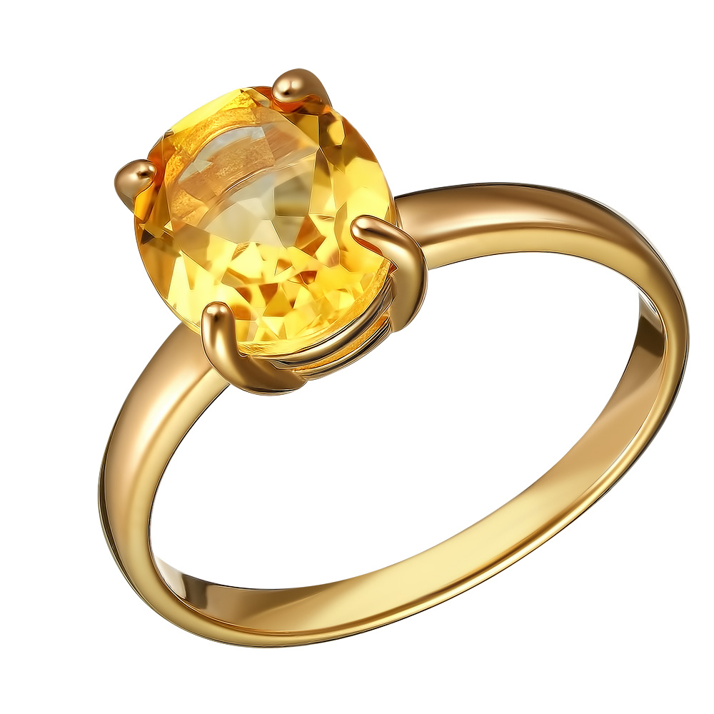 Серебряное кольцо 925 пробы; вставки 1 Цитрин;