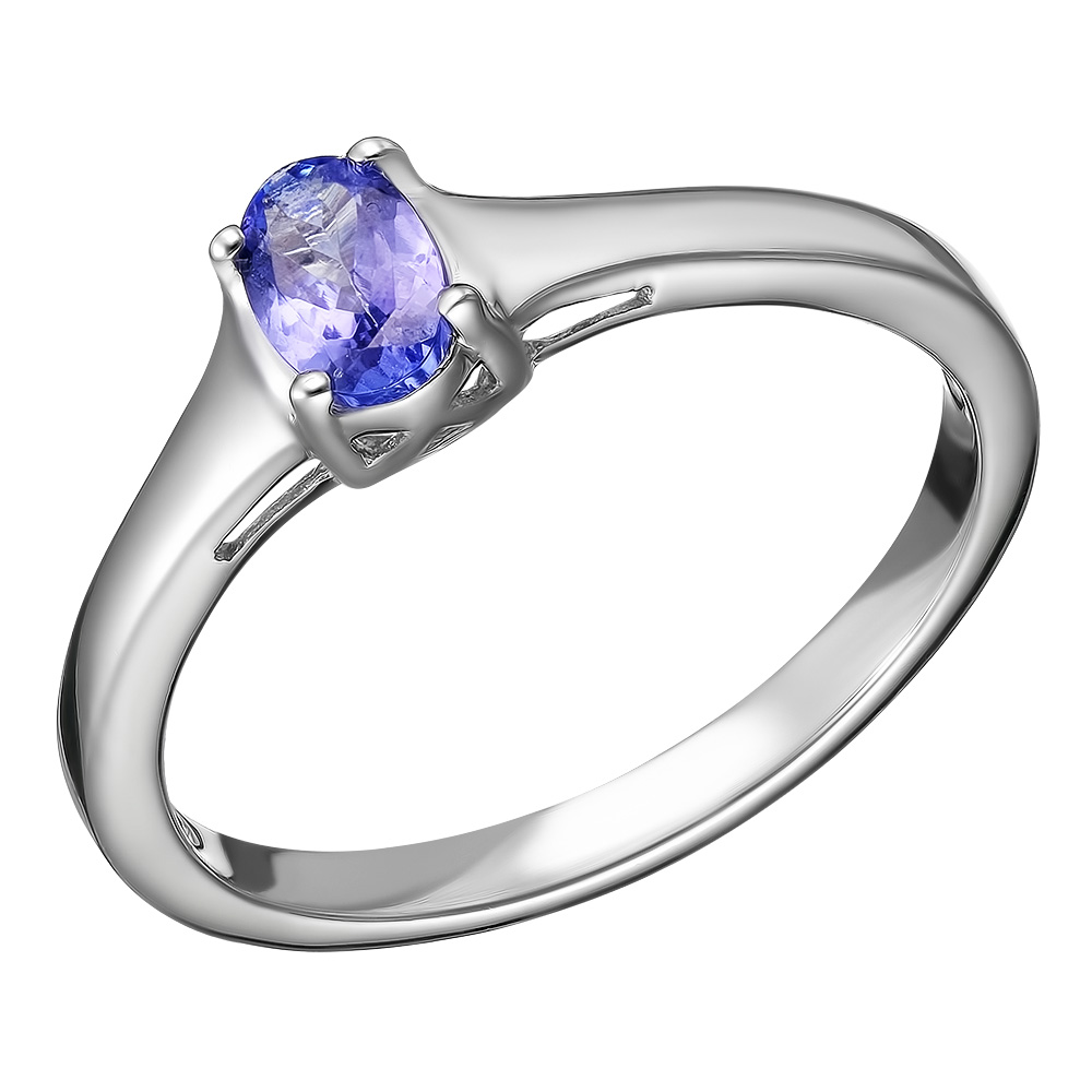 Серебряное кольцо 925 пробы; вставки 1 Танзанит 0,44 ct, овал 6х4мм.;