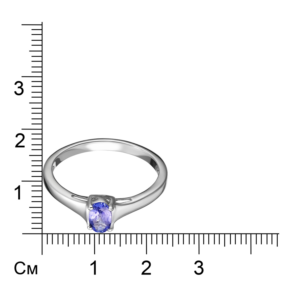 Серебряное кольцо 925 пробы; вставки 1 Танзанит 0,44 ct, овал 6х4мм.;