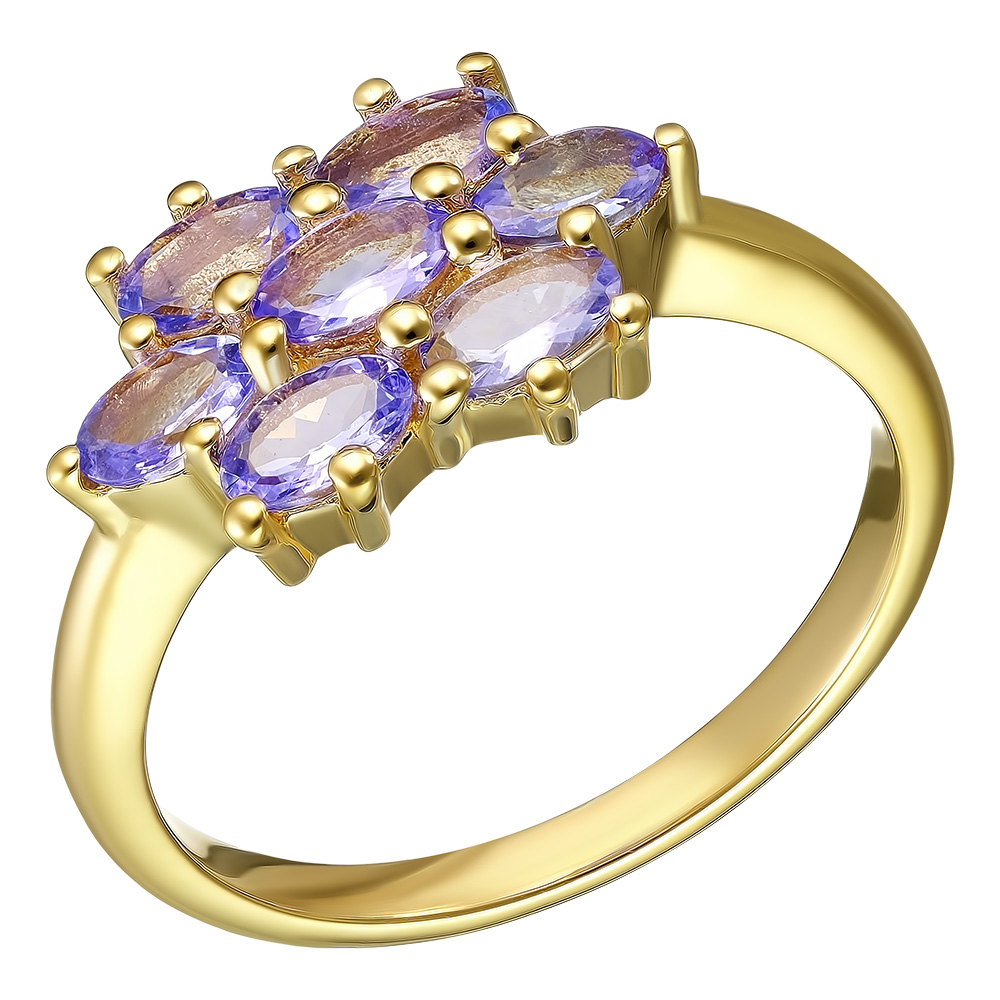 Серебряное кольцо 925 пробы; вставки 7 Танзанит 1,75ct, овал 5x3мм.;
