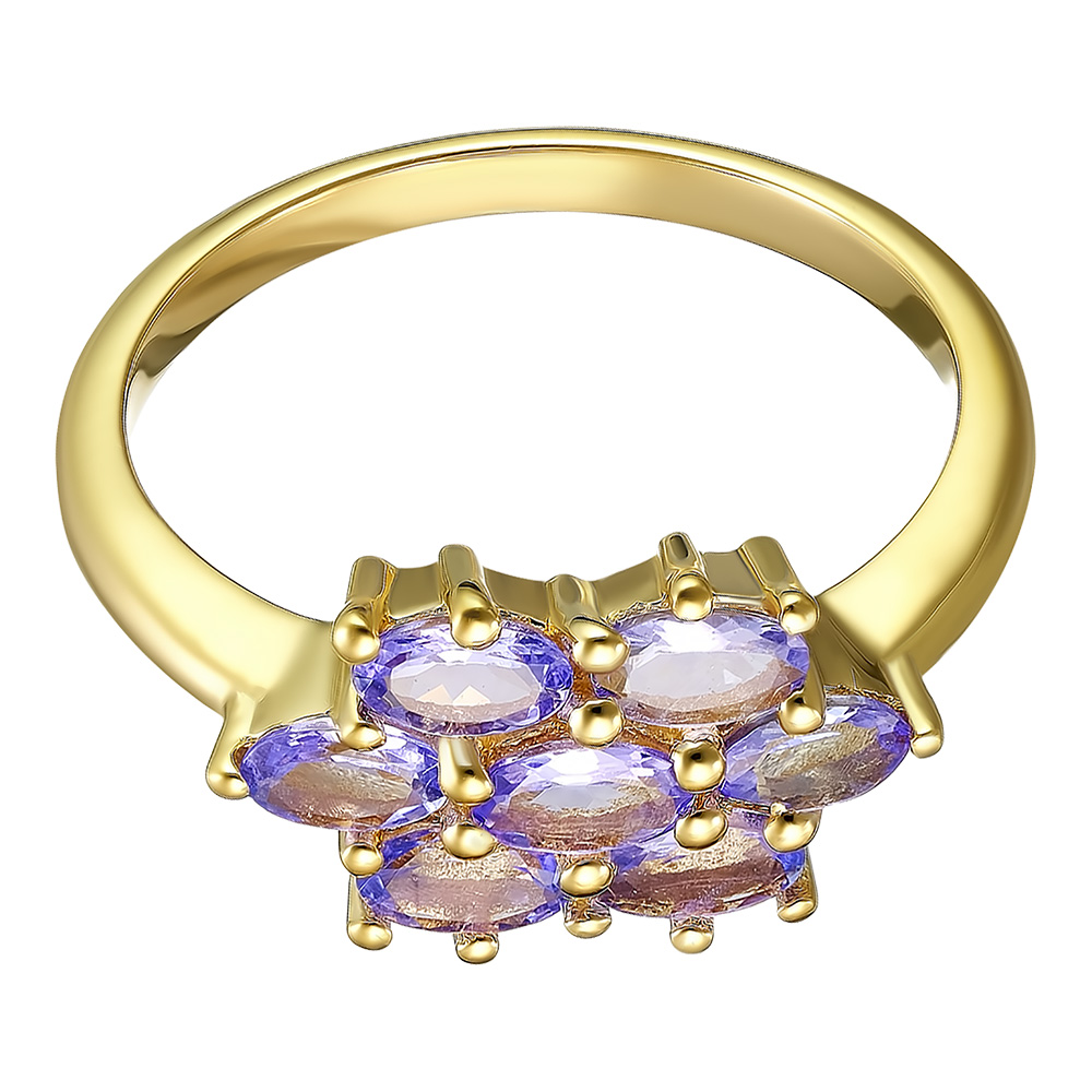 Серебряное кольцо 925 пробы; вставки 7 Танзанит 1,75ct, овал 5x3мм.;