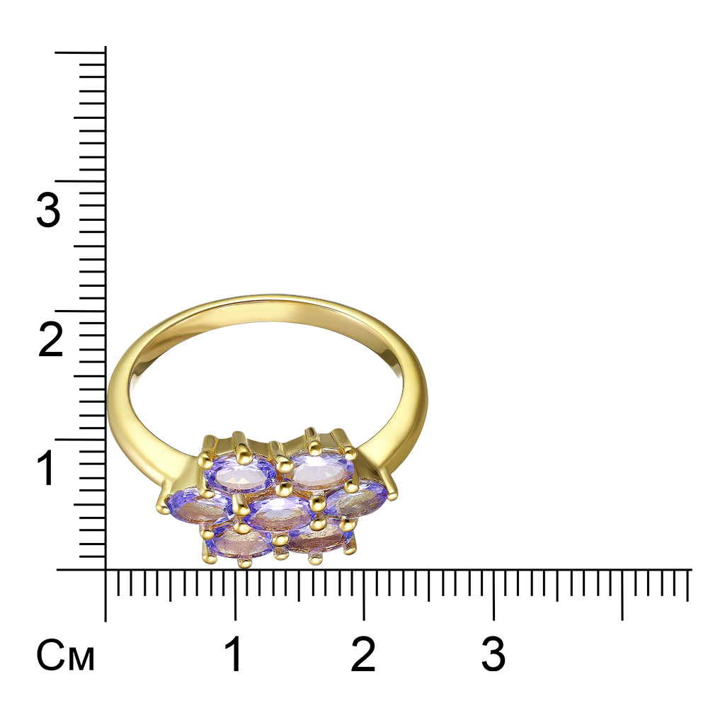 Серебряное кольцо 925 пробы; вставки 7 Танзанит 1,75ct, овал 5x3мм.;