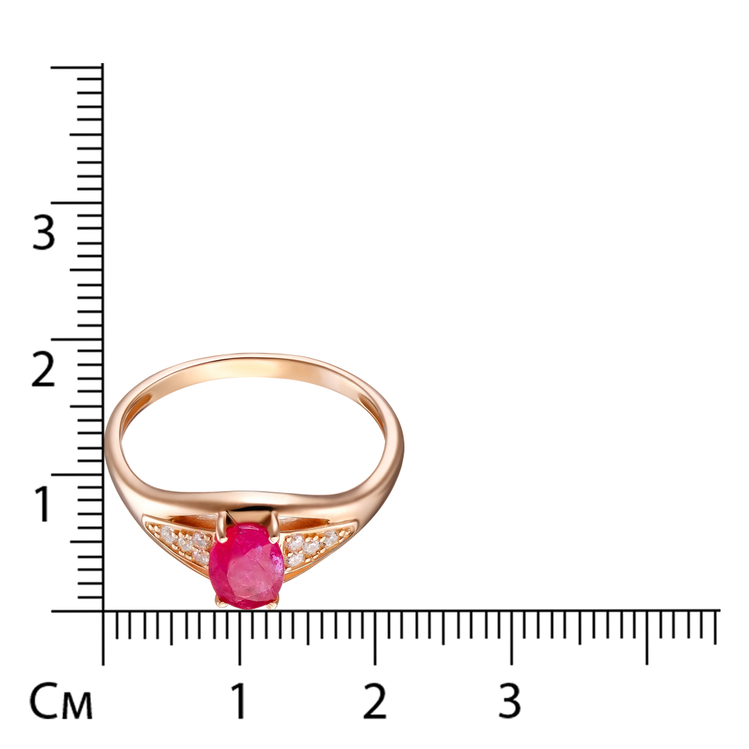 Серебряное кольцо 925 пробы; вставки 1 Рубин F/2 1,054; 8 Фианит бесцв.;
