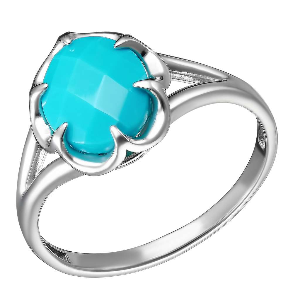Серебряное кольцо 925 пробы; вставки 1 Бирюза нат.;