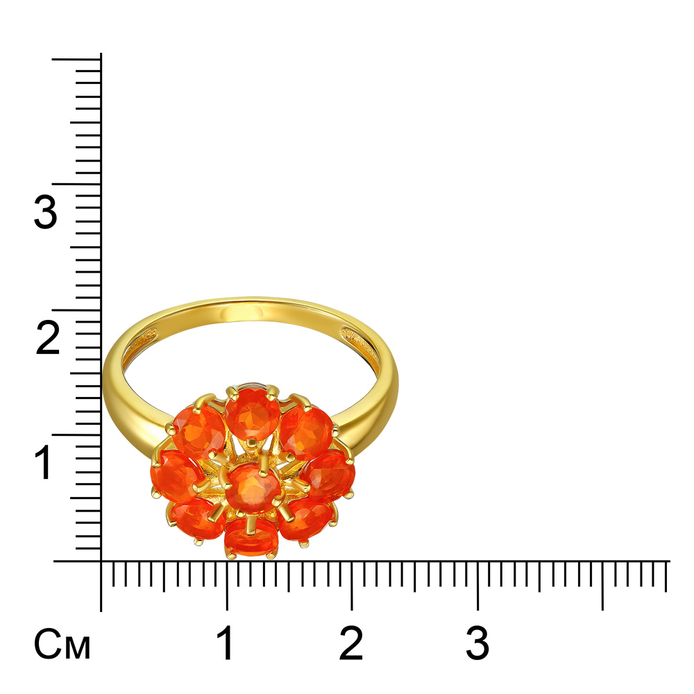 Серебряное кольцо 925 пробы; вставки 9 Опал огненный;