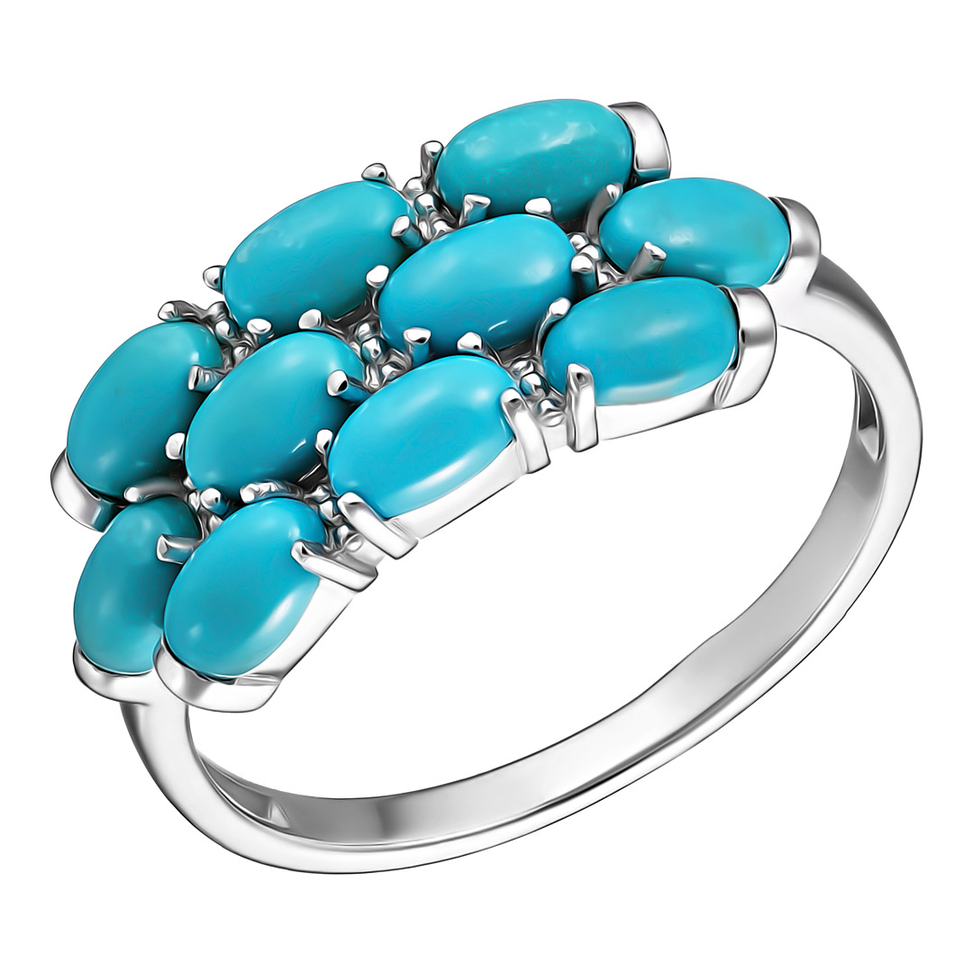 Серебряное кольцо 925 пробы; вставки 10 Бирюза нат.;