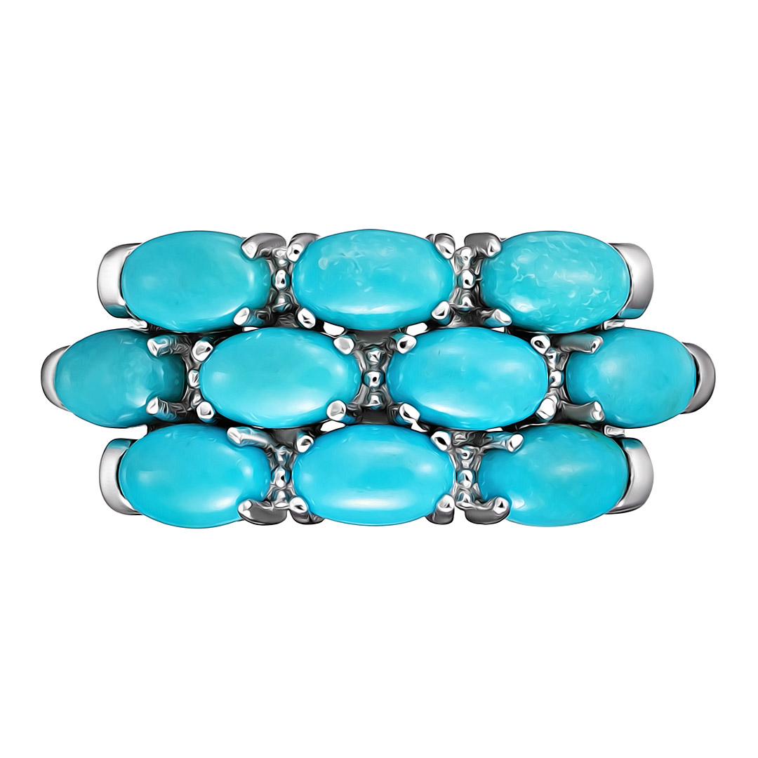 Серебряное кольцо 925 пробы; вставки 10 Бирюза нат.;