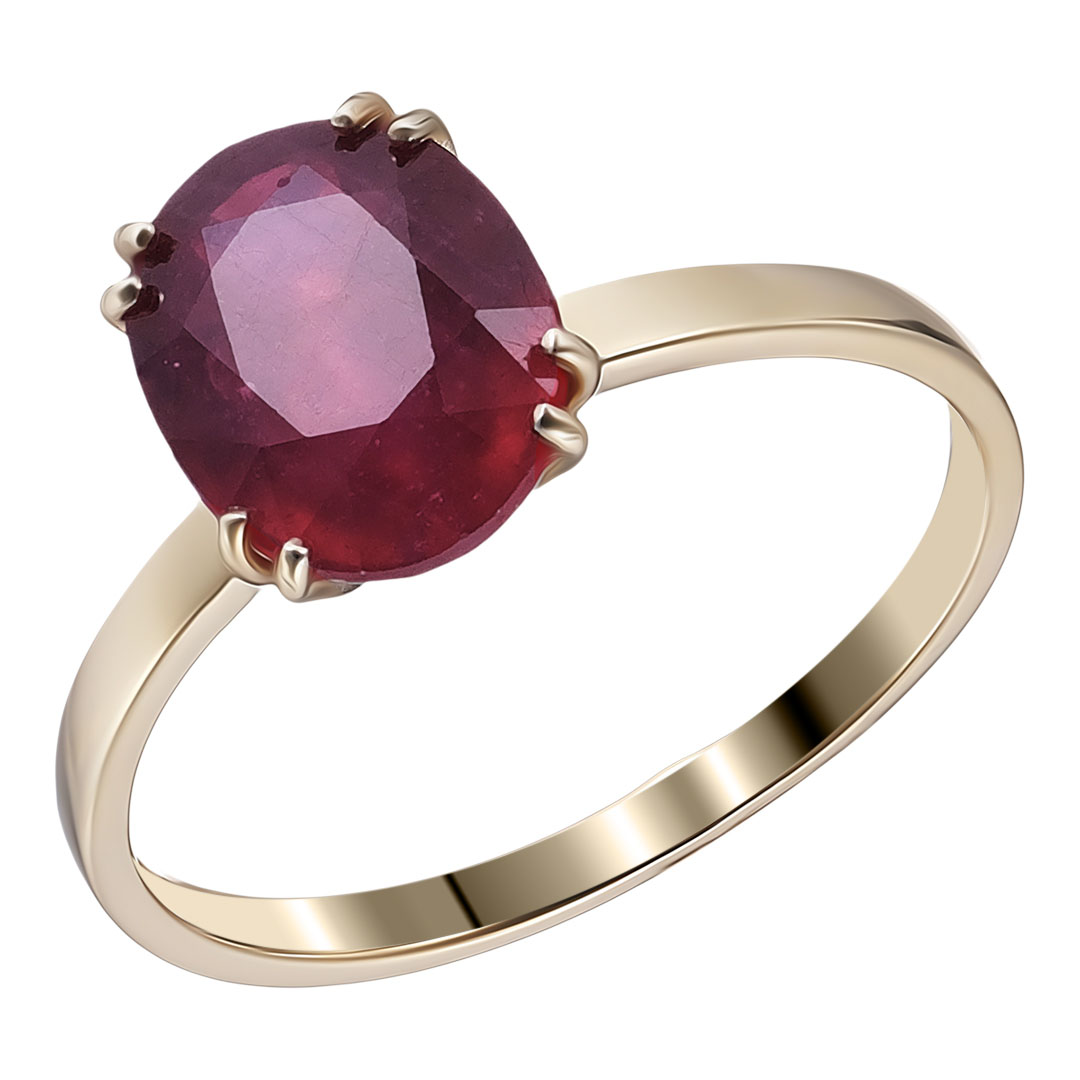 Серебряное кольцо 925 пробы; вставки 1 Рубин 3,8 F/2;