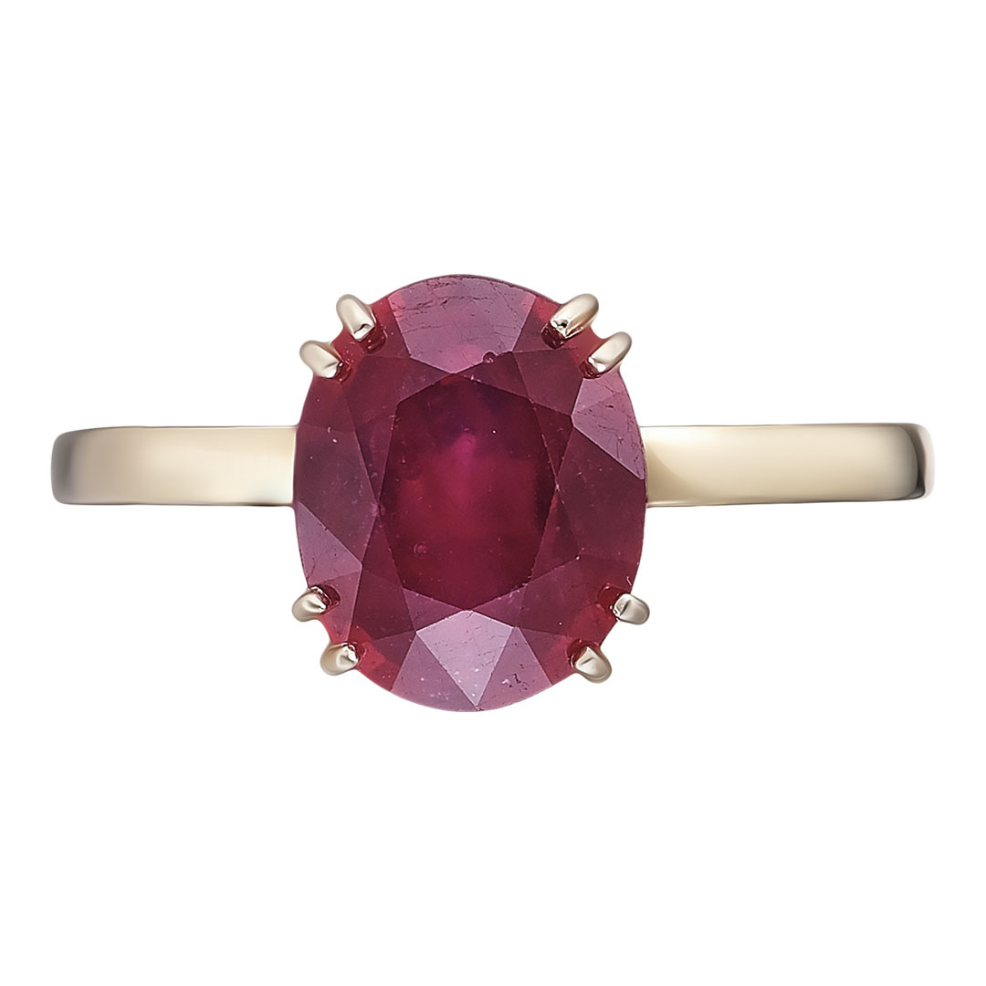 Серебряное кольцо 925 пробы; вставки 1 Рубин 3,8 F/2;